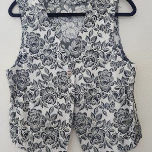 Hand-Sewn Silver/Black Vest, Size- Small